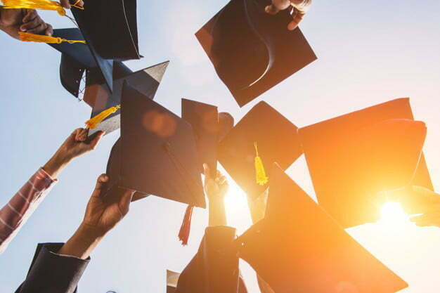 graduates throw hat diploma ceremony university 43157 777