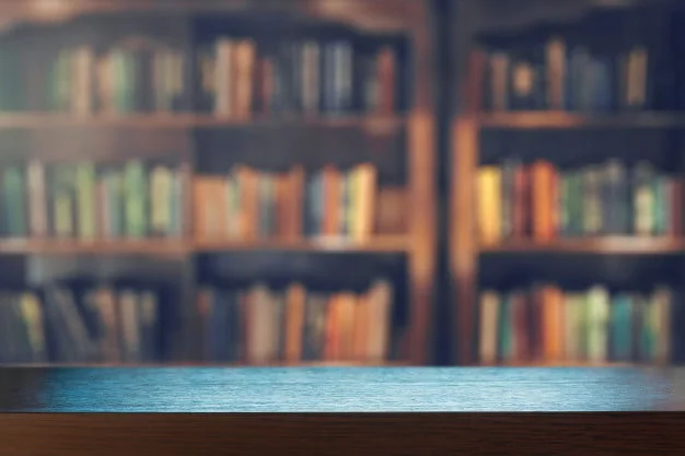 product presentation wooden table with background empty bookshelf library 172251 444